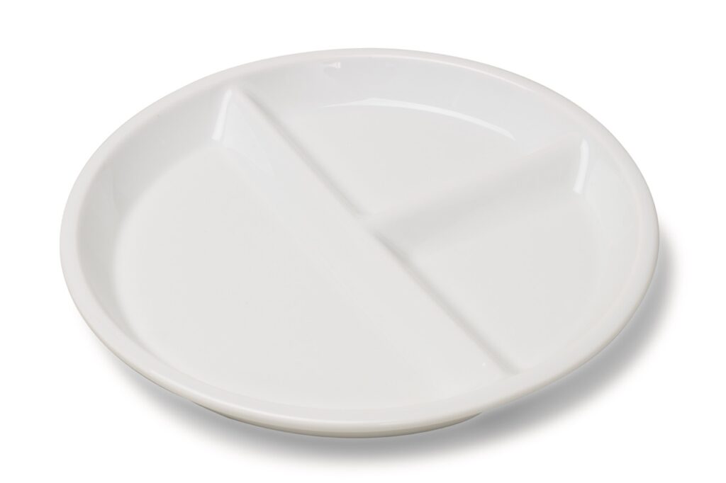 Assiette Mauriac ronde 3 compartiments séparation haute 230 mm